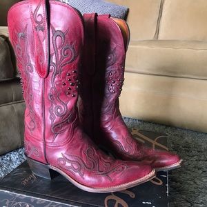 Women’s Lucchese Red Leather Cowboy Boots